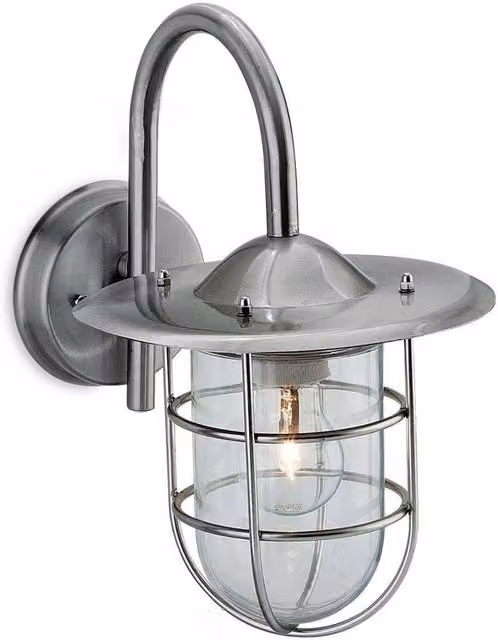 Firstlight Cage Maritime Stainless Steel IP44 E27 Wall Lantern with Transparent Glass