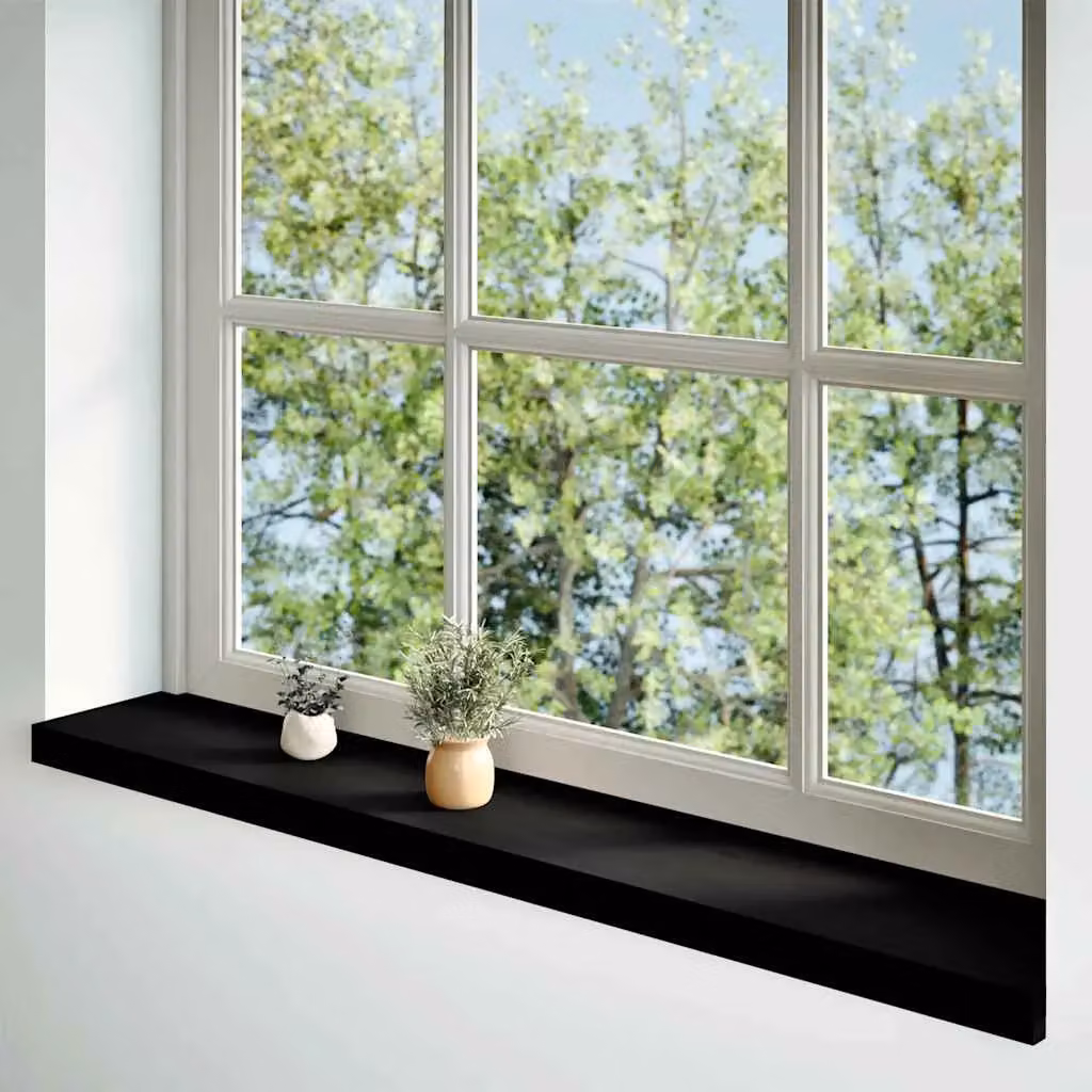 Berkfield Home Solid Oak Wood Window Sills, 2 Pieces, Dark Brown, W: 160 cm, D: 20 cm, H: 2 cm – 2