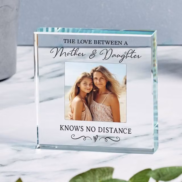 Uniqueful Personalised The Love Between Mother and Daughter Glass Token in Transparent and Beige