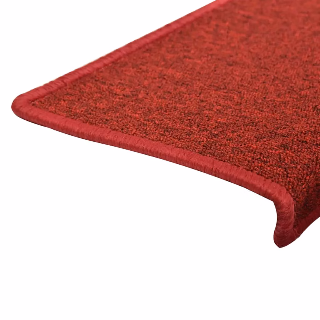 Berkfield Home Non-Slip Self-Adhesive Carpet Stair Treads, 15 Pieces, Red, W: 65 cm, D: 21 cm, H: 4 cm – 4