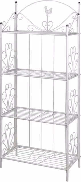 Berkfield Home Square White Metal Plant Rack, W/D/H: 33.0 x 61.5 x 153.0 cm