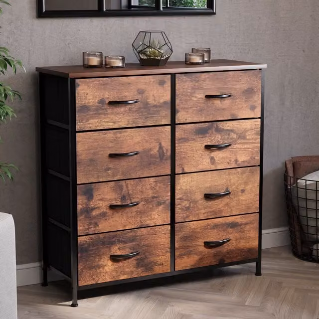 Vida Designs Modern Brown Wood and Metal Bedroom Chest of Drawers