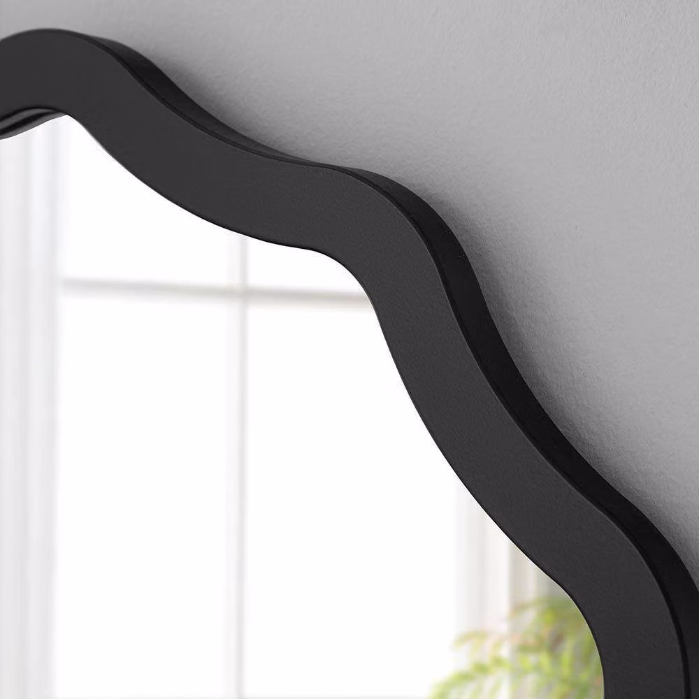 Yearn Mirrors Black Ripple Framed Circular Wall Mirror, Diameter: 120 cm – 2
