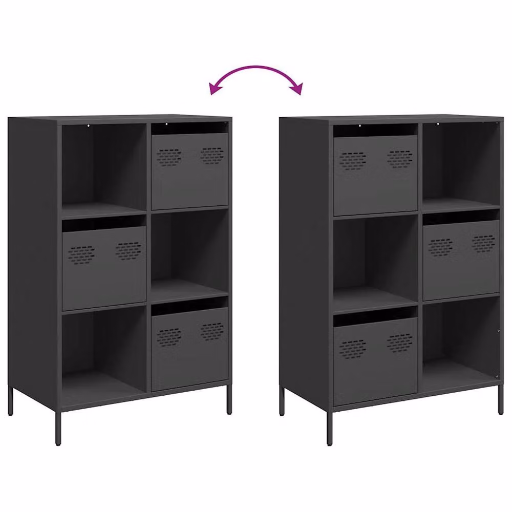 Berkfield Home Black Steel Highboard with Doors and Drawers, W/D/H: 68 x 39 x 103.5 cm – 3