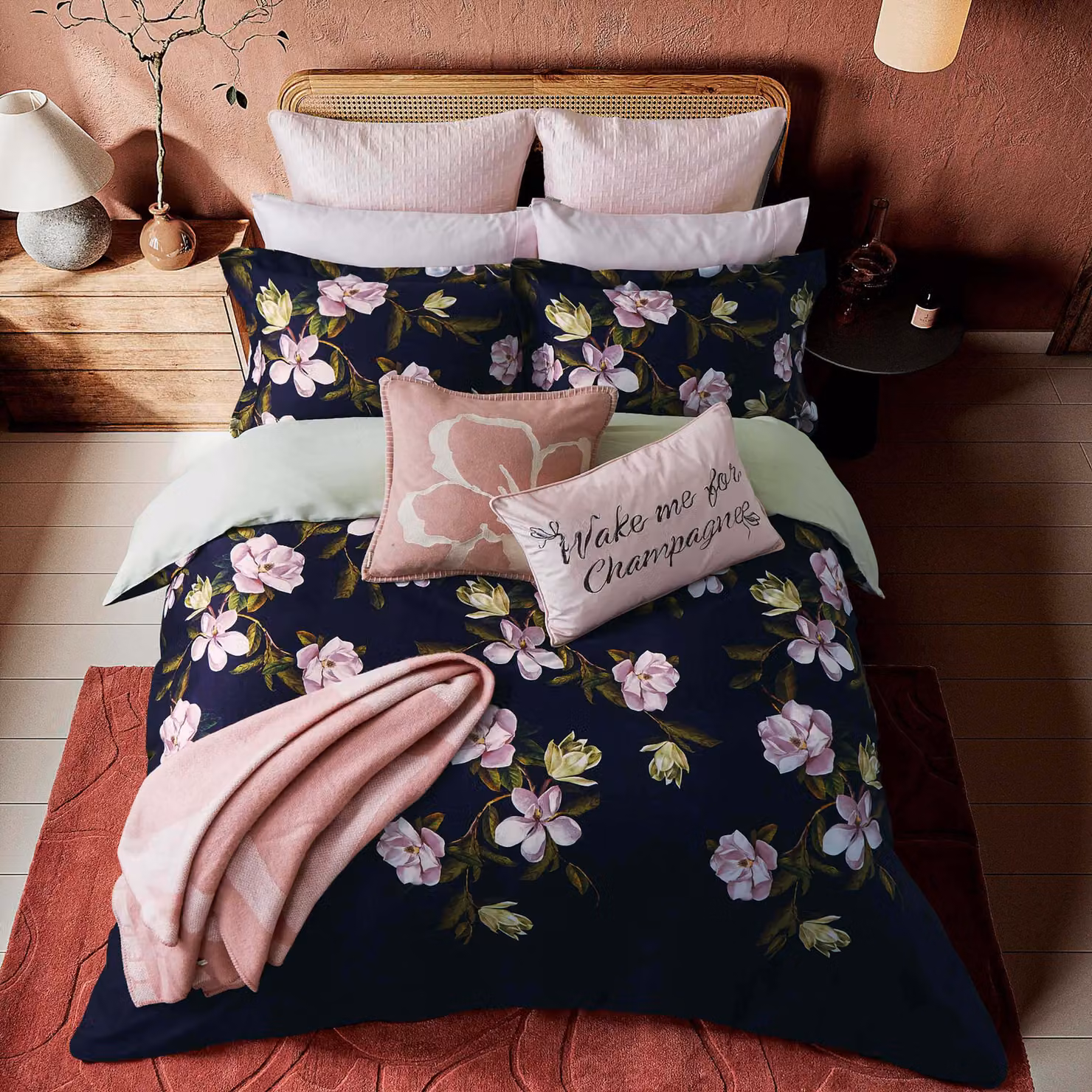 Ted Baker Opal Floral Cotton Sateen Duvet Cover and Pillowcase Set in Blue and Green, W: 140 cm, H: 200 cm – 2