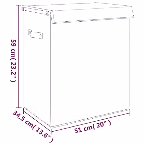 vidaXL Foldable Laundry Hamper in Grey Faux Linen Fabric, W: 51 cm, D: 34.5 cm, H: 59 cm – 2