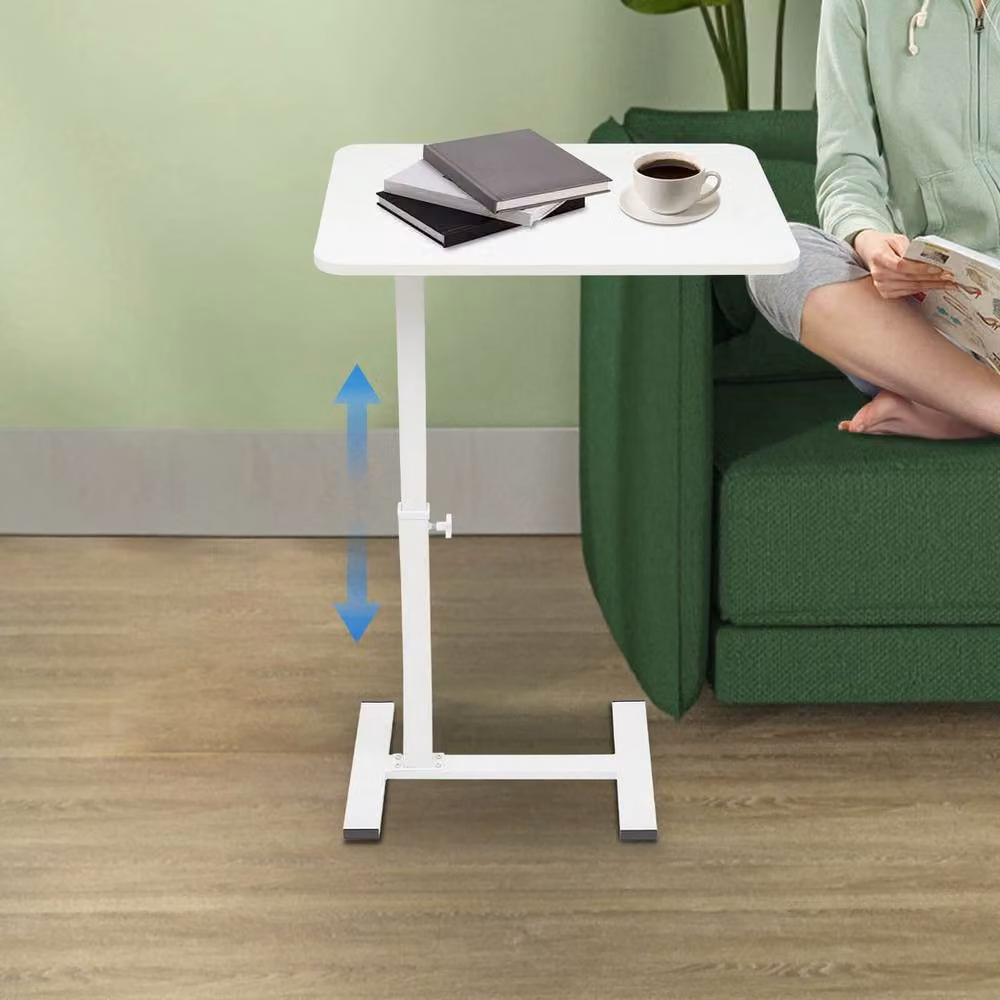 KORVIXA Adjustable Height Bedside Table in White for Home or Hospital Use – 3