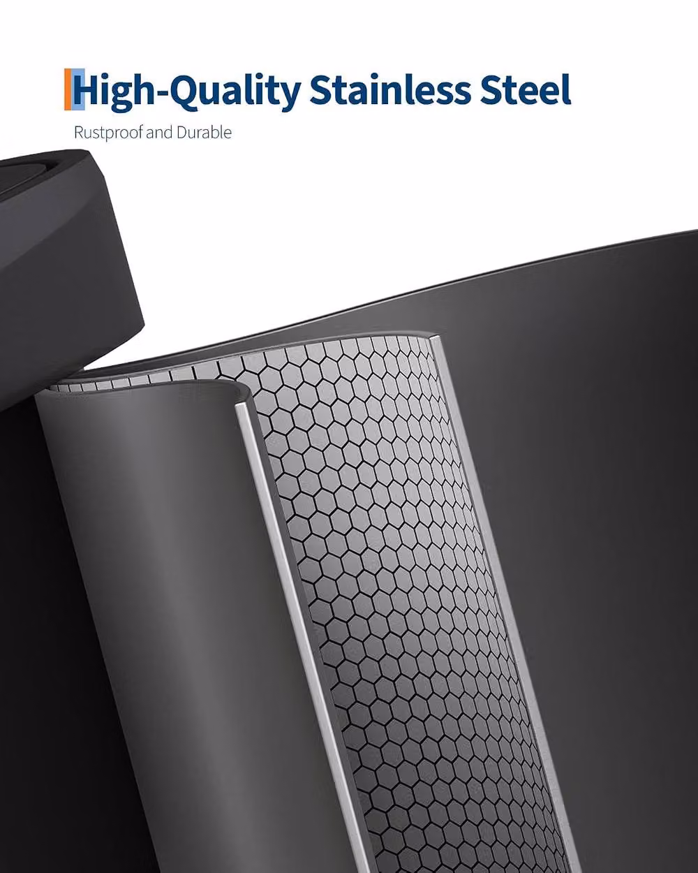 London Boutique 60L Stainless Steel Step-on Kitchen Trash Can with Soft-Close Lid in Black – 5