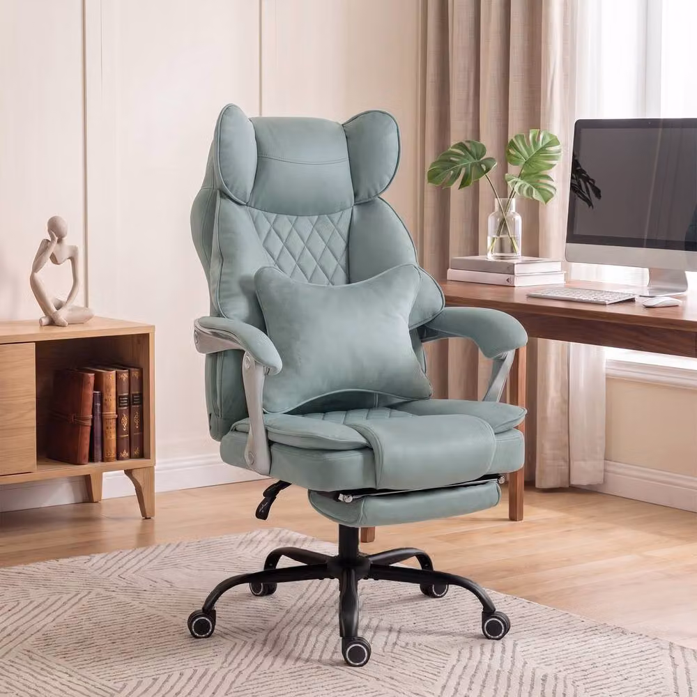 STILVORA Big & Tall Executive Office Chair with Headrest and Footrest in Green – 2