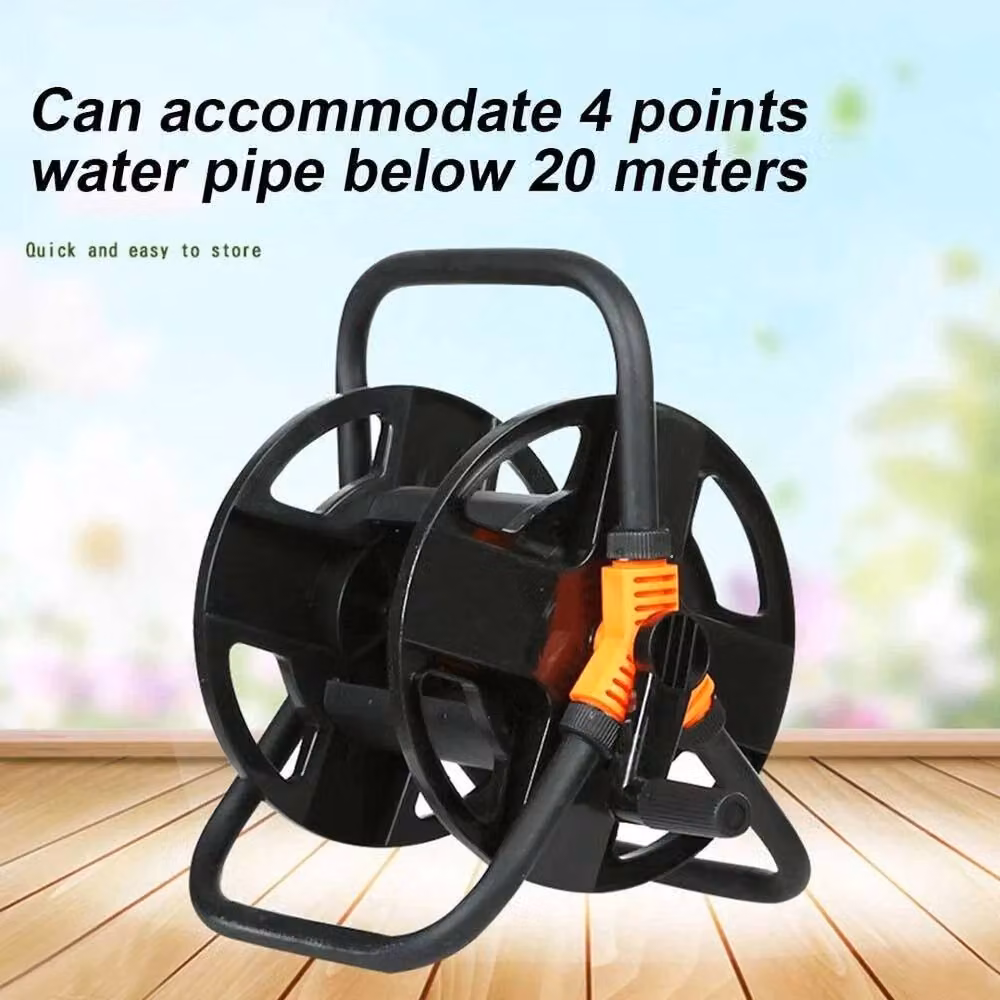 FLAVORA Black Freestanding Manual Garden Hose Pipe Reel Cart with 20m Hose – 6