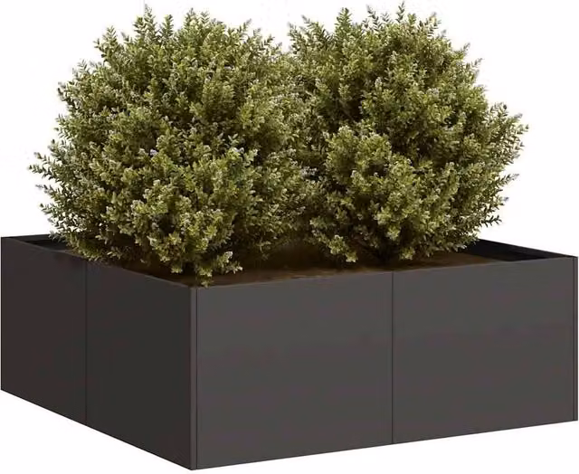 Berkfield Home Steel Planter Tub, Black, W/D/H: 80 x 80 x 30 cm – 1