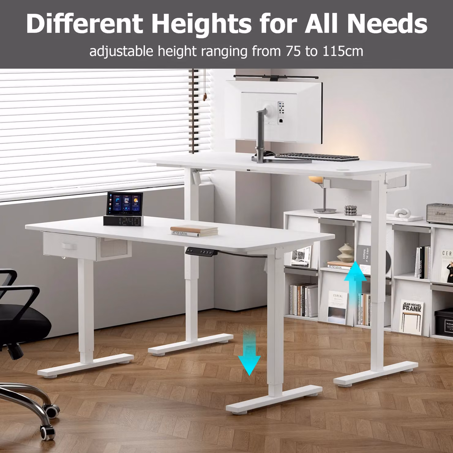 MCC Direct Electric Height Adjustable Standing and Sitting Computer Desk in Black, Width: 100 cm – 4