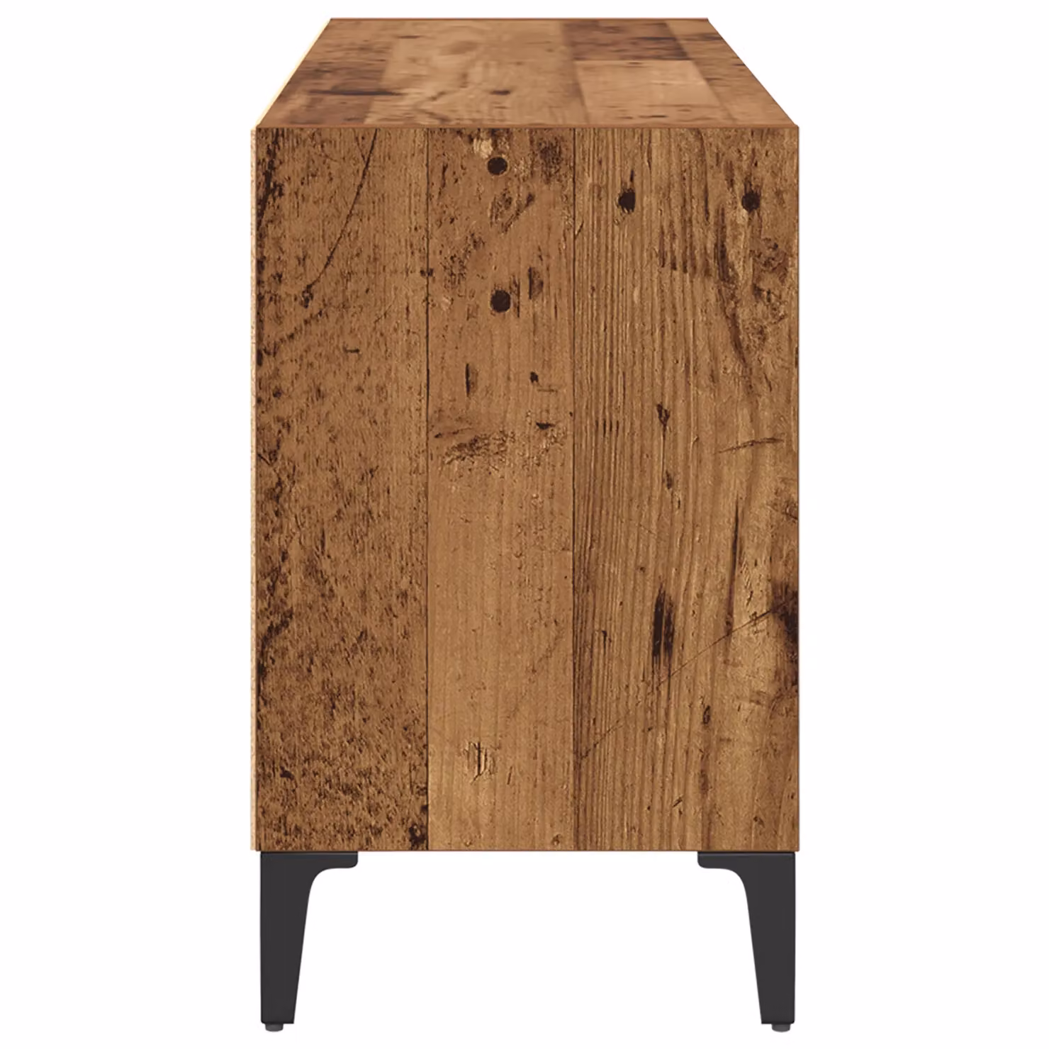 Berkfield Home Old Wood Rustic TV Stand in Brown with Engineered Wood and Metal Storage – 5