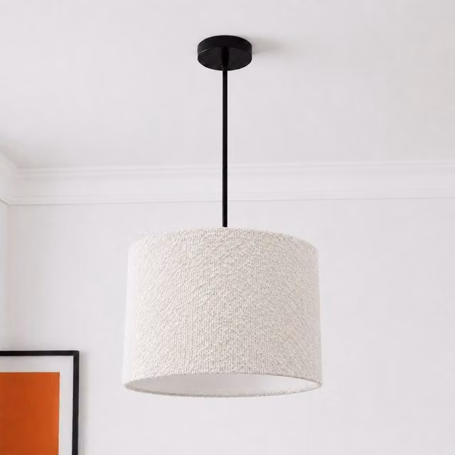 CGC Petra White Boucle Cylinder Ceiling or Table Lamp Shade, Diameter: 30 cm