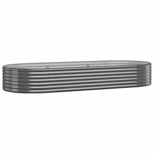 vidaXL Galvanised Steel Garden Raised Bed, Anthracite, W: 249 cm, D: 100 cm, H: 36 cm