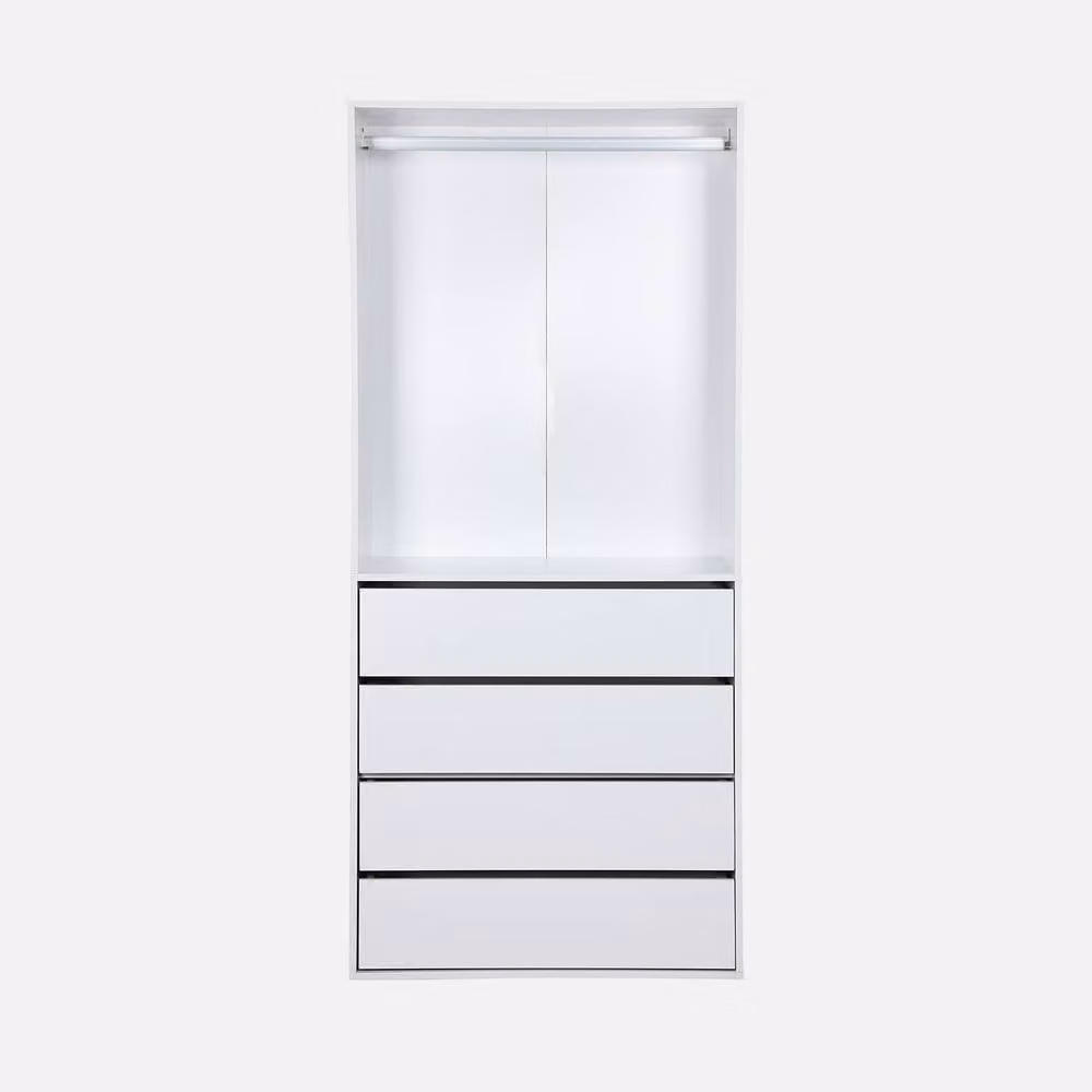 sweeek Modular Open Wardrobe Drawer and Rail Unit in White – 2