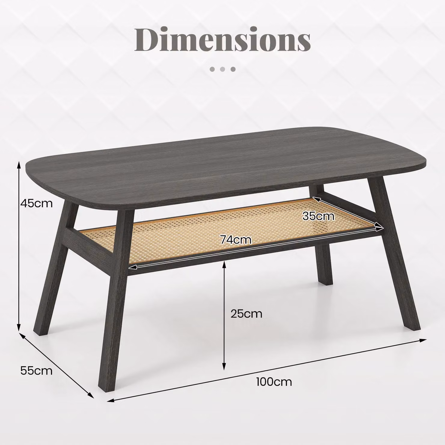 Gymax 2-Tier Rectangular Coffee Table with Storage Shelf in Black – 2