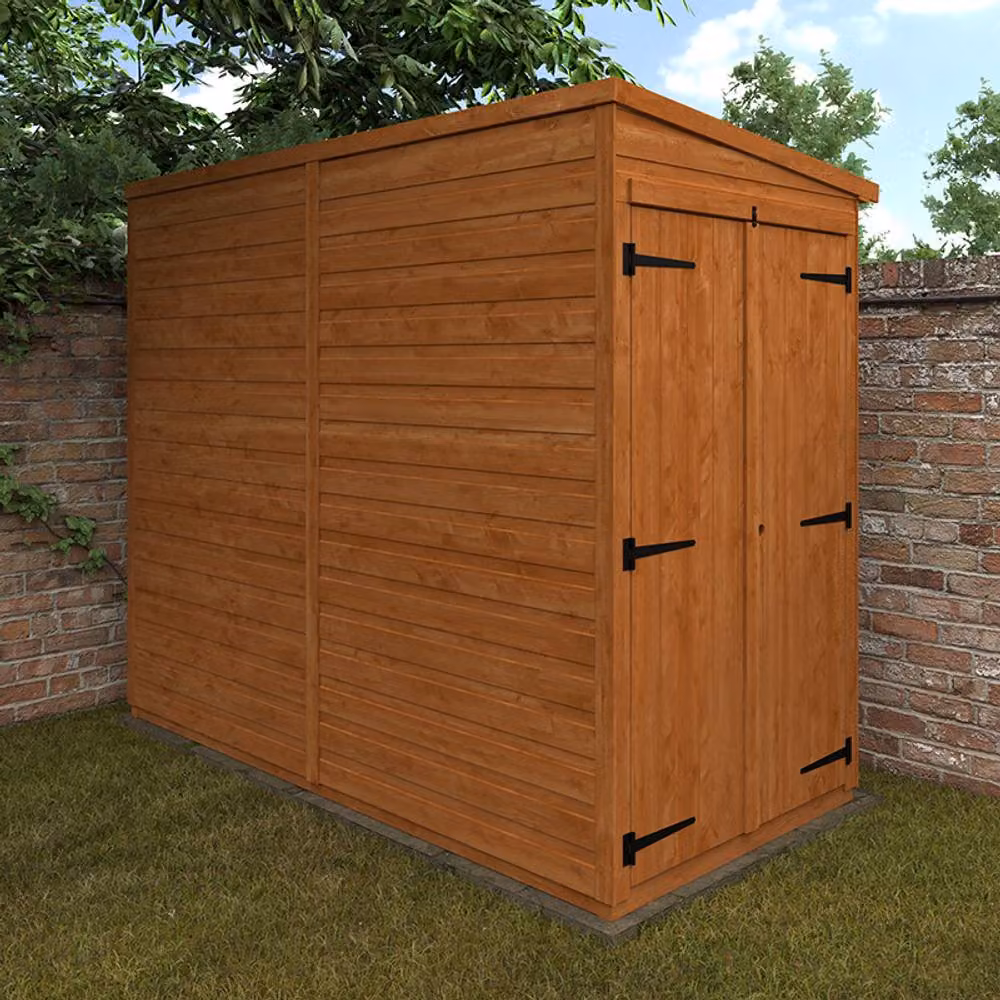 Buttercup Farm 8x4 Flex Pent Double Door Windowless 12mm Wood Garden Shed in Burnt Orange, W: 115 cm, D: 238.8 cm, H: 203 cm – 2