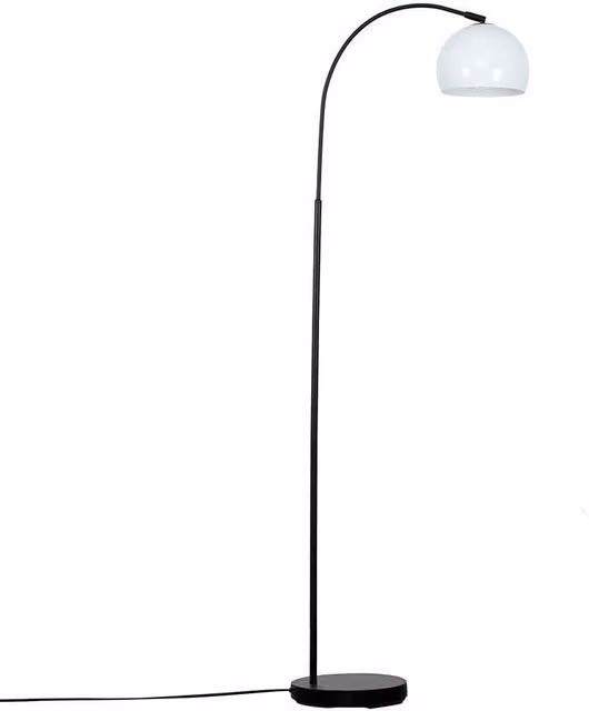 ValueLights Curva Modern Black Metal Floor Lamp with Dome Shade
