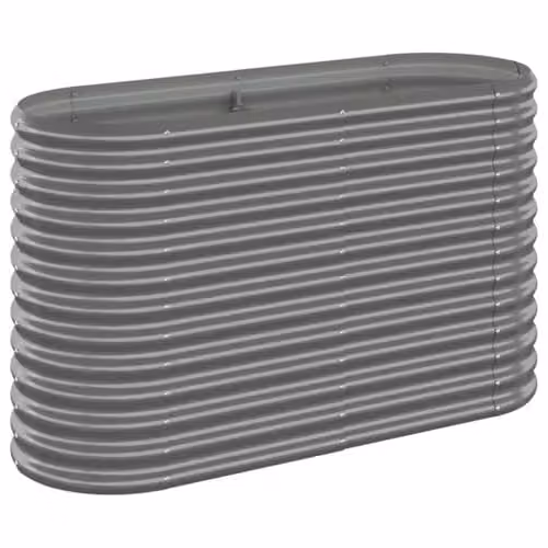 vidaXL Grey Galvanised Steel Garden Raised Bed W: 114 cm, D: 40 cm, H: 68 cm