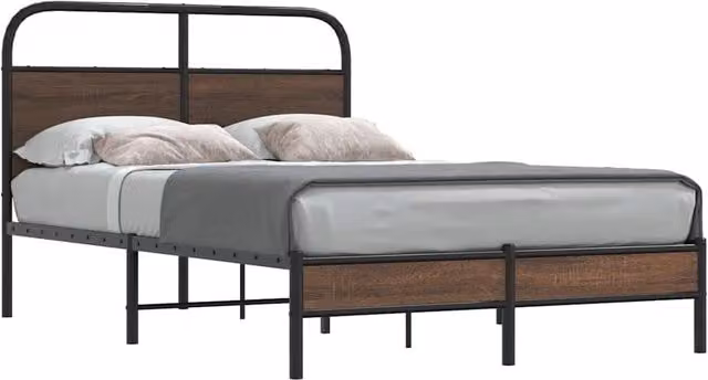 Berkfield Home Bed Frame in Brown Oak, W/D/H: 140 x 200 cm – 1