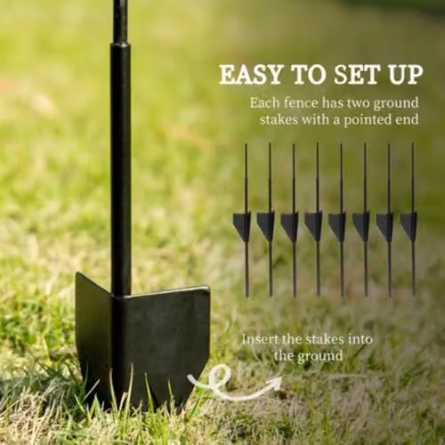 Outsunny Black Decorative Metal Garden Fencing, 4-Piece Rustproof Steel Palisade Flower Bed Border Edging – 3
