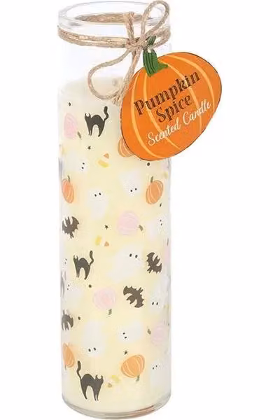KDMD Sweet & Spooky Print Candy Corn Tube Candle in White – 2