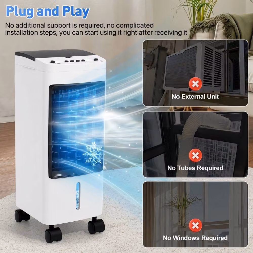 Alivio 4L Air Cooler and Humidifier in White with 65W Power, 120 Degree Oscillation and 2 Ice Packs – 5