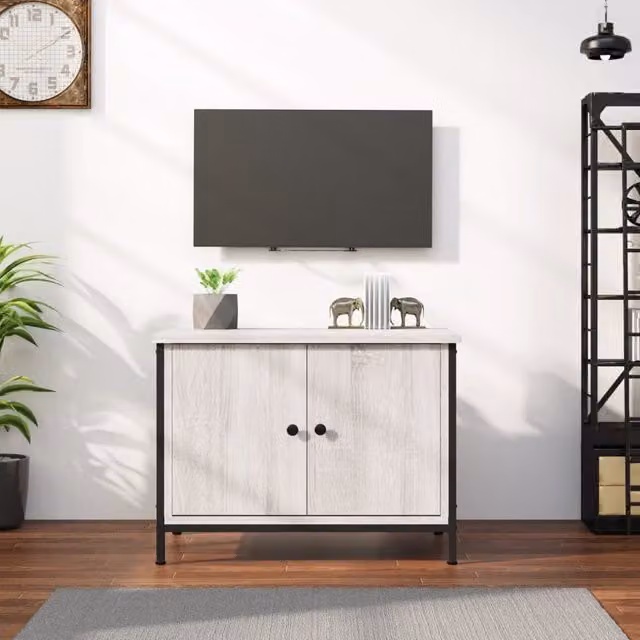 Berkfield Home TV Cabinet with Doors in Grey Sonoma, W/D/H: 60 x 35 x 45 cm