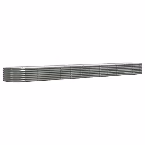 vidaXL Grey Galvanised Steel Garden Raised Bed W: 512 cm, D: 80 cm, H: 36 cm