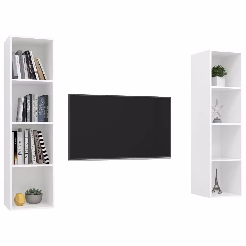 Berkfield Home Set of 2 Wall-mounted TV Cabinets in White Matt MDF – 2