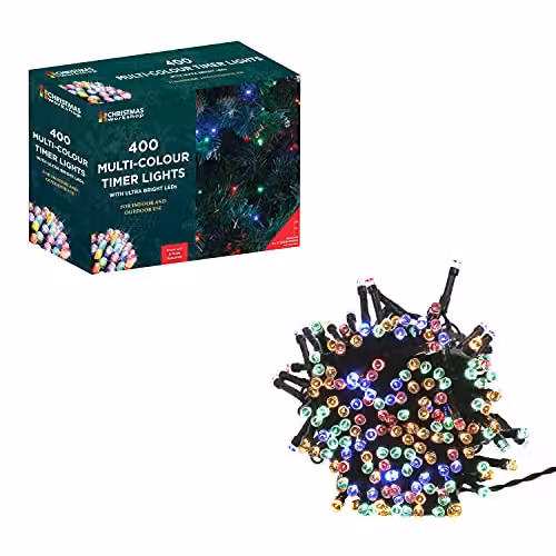 The Christmas Workshop 400 LED Multi-Coloured Battery Operated Christmas Lights, 39.9 Metres – 7