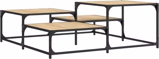 Berkfield Home Sonoma Oak Coffee Table in Light Brown, W/D/H: 107 x 107 x 40 cm