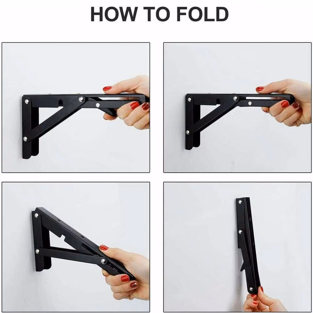 VOGREX Black Folding Bracket Table Extension Shelf Wall Hinges, 2 Sets (4 Pieces) – 3
