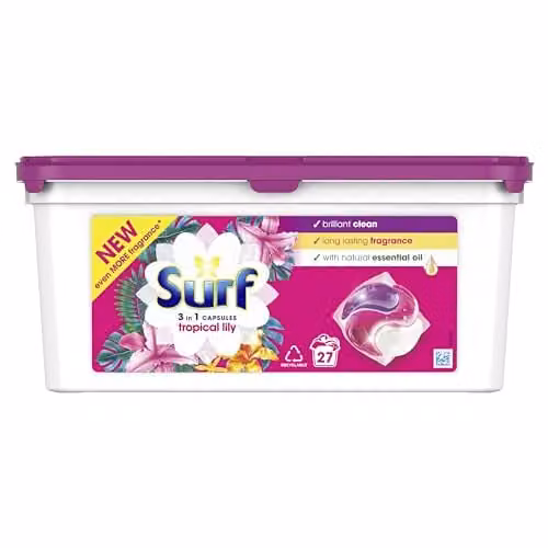 Surf Tropical Lily 3 in 1 Washing Capsules, 27 Washes