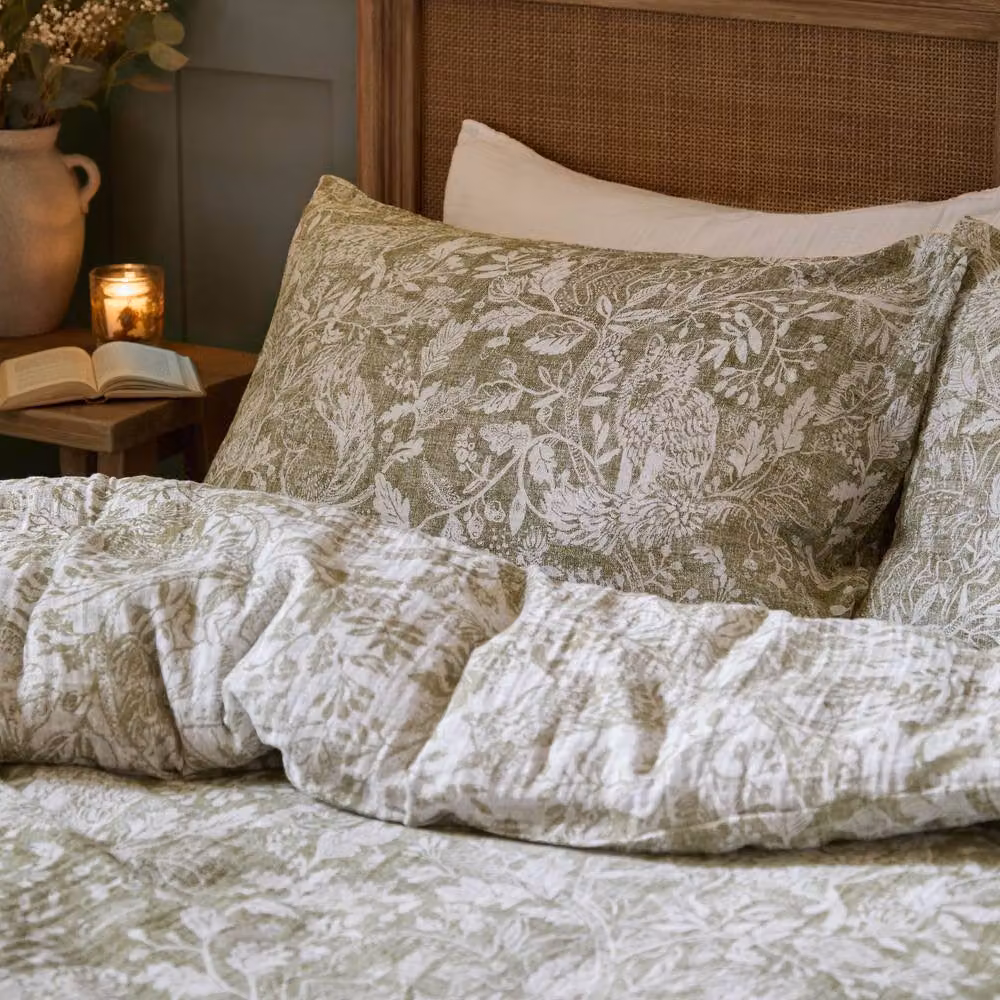 Voyage Maison Cademuir Reversible Cotton Muslin Duvet Cover Set, Green, W/D/H: 140 x 200 cm – 2
