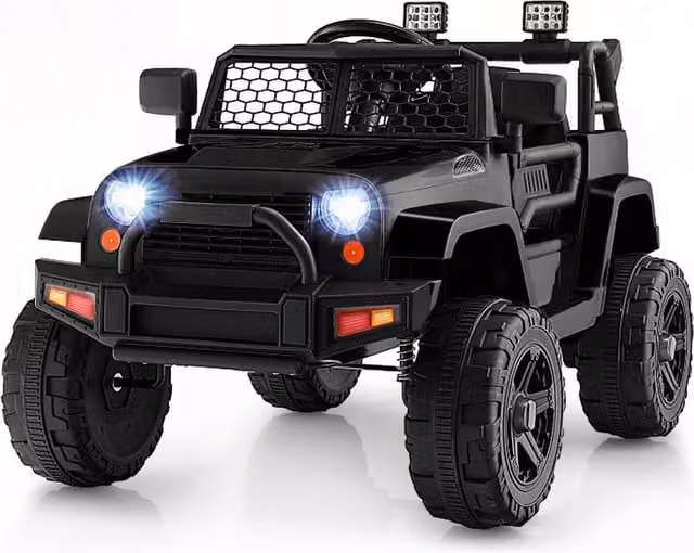 Costway Black Electric Ride on Car Toy with Light and Sound and Rechargeable Battery