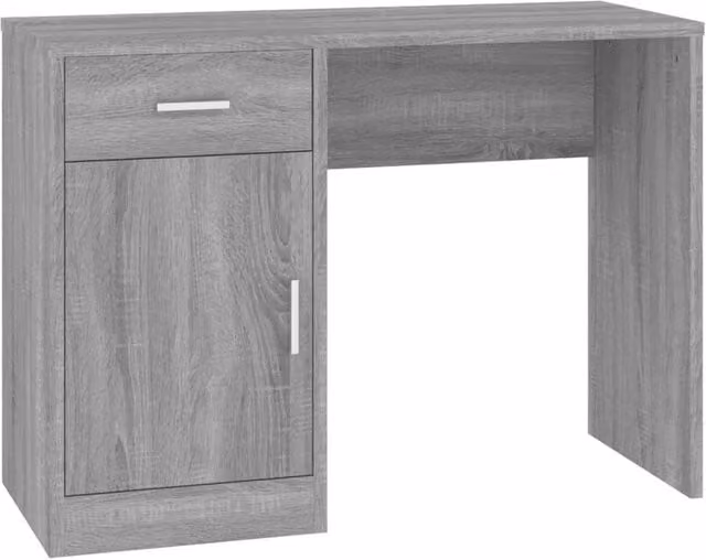 Berkfield Home Computer Desk with Drawer and Cabinet in Grey Sonoma, W/D/H: 100 x 40 x 73 cm – 1