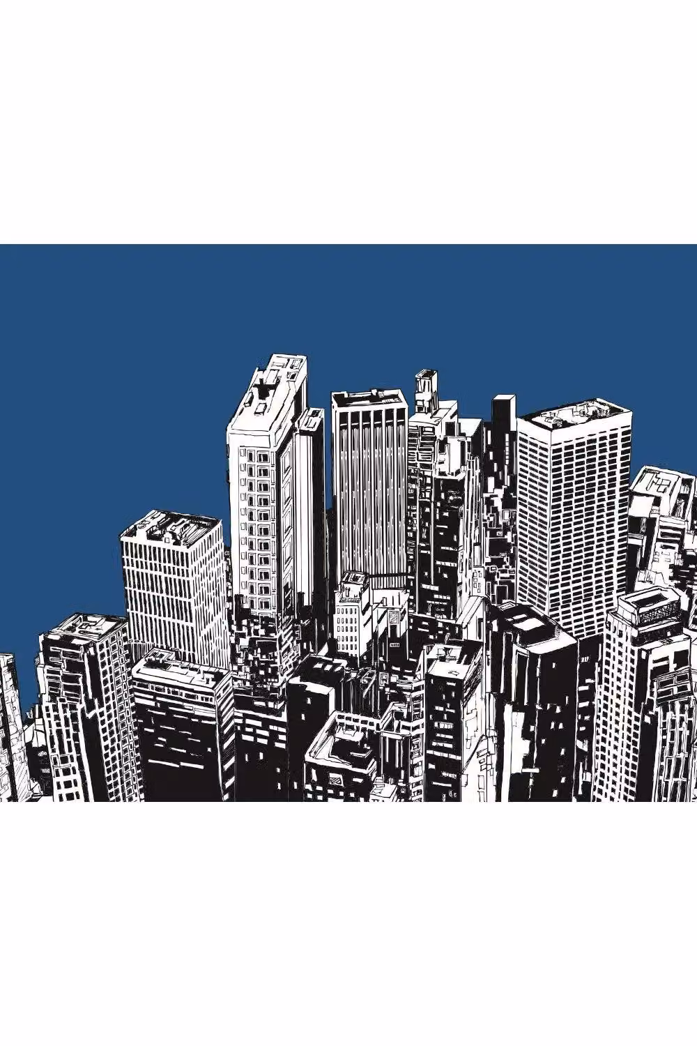 Origin Murals Urban City Skyscrapers Matt Smooth Paste the Wall Mural in Navy Blue, W: 300 cm, H: 240 cm – 2