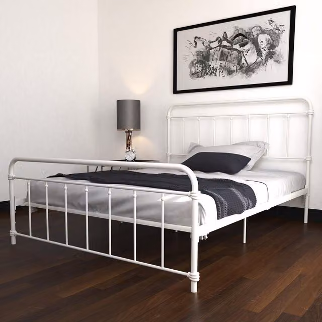 Dorel Home Wallace Metal Bed in White, W/D/H: 140 x 200 cm