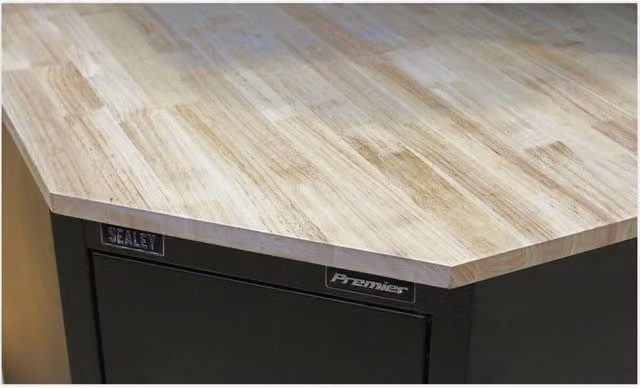 Loops Hardwood Corner Worktop in Brown and Multicolour, Width: 93 cm – 1