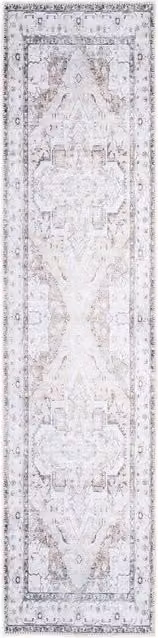 Kukoon Distressed Hallway Runner Rug in Light Beige and Off-White, Non-Slip and Washable, W: 80 cm, L: 300 cm