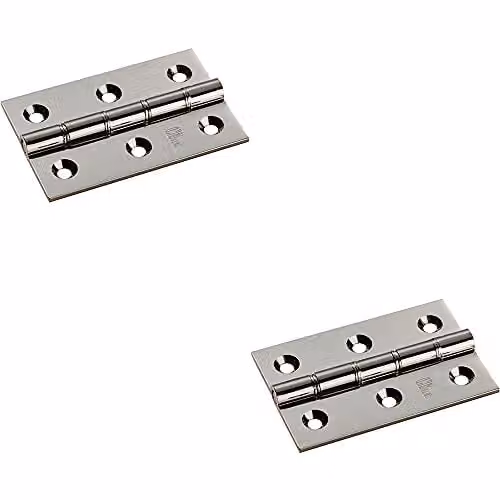 Loops 2 Pack Brass Washered Butt Hinge in Polished Nickel, W/D/H: 76 x 50 x 2.5 mm