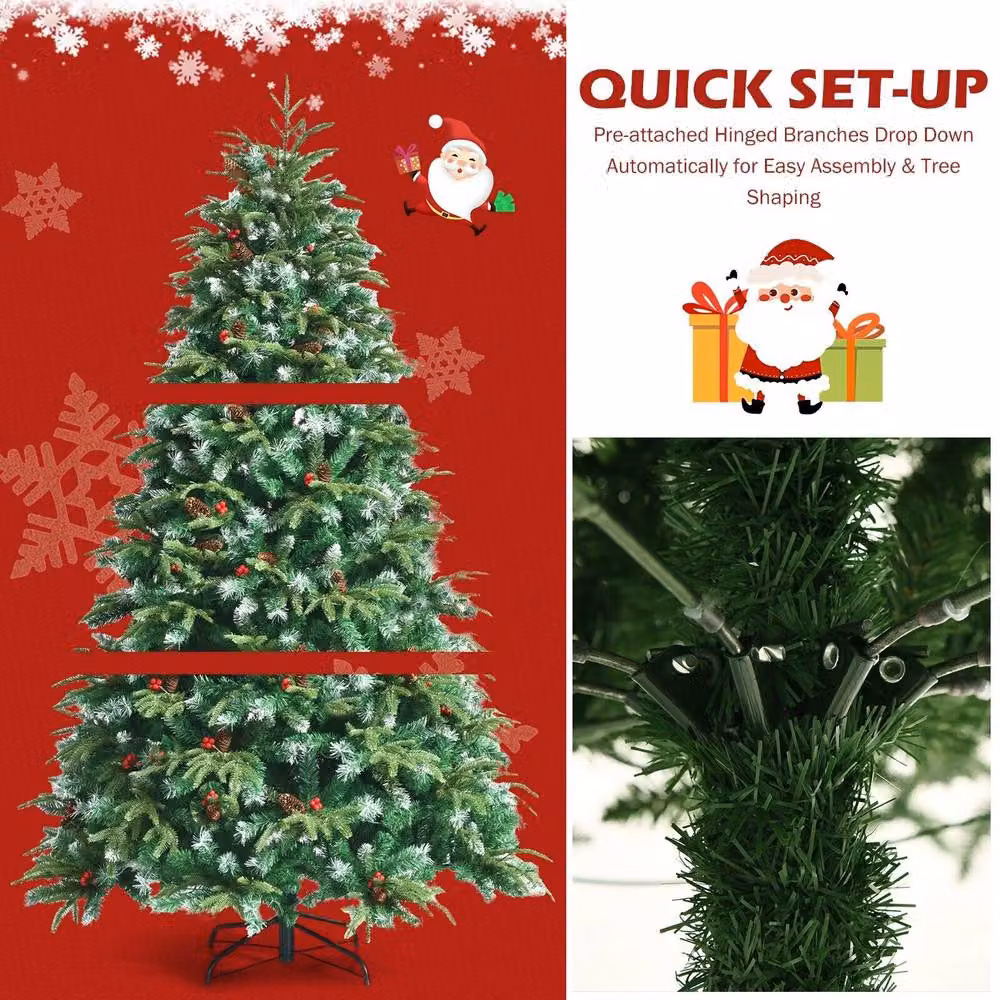 CASART 5ft Snowy Artificial Christmas Tree with 250 LED Lights and 581 Tips in Green, Height: 152.4 cm – 7