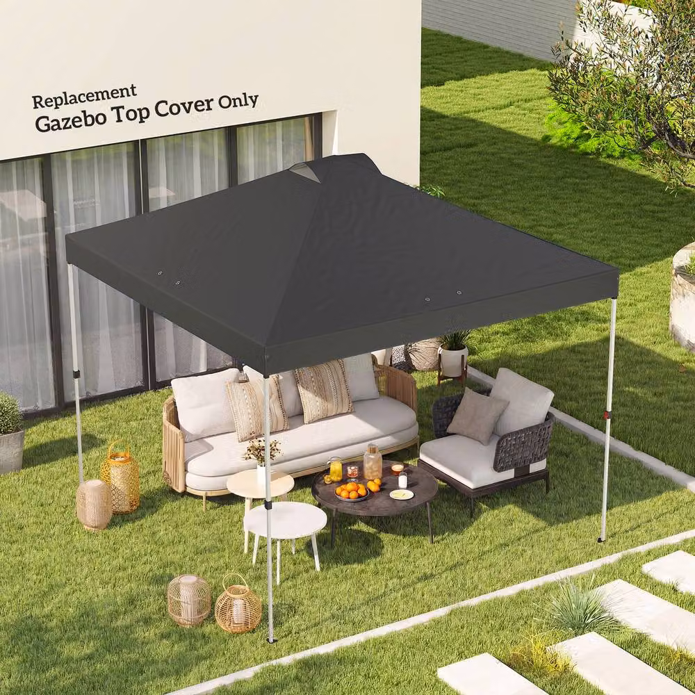 OUTSUNNY UV50+ Waterproof Gazebo Roof Replacement in Dark Grey, W x D: 300 x 300 cm – 2