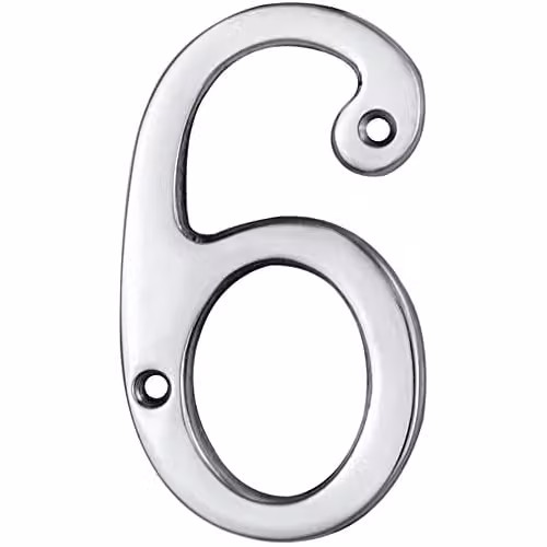 Loops Polished Chrome Silver House Numeral Plaque, Height: 75 mm, Depth: 4.2 mm