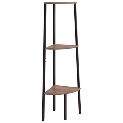 vidaXL 3-Tier Modern Freestanding Corner Shelf in Dark Brown and Black, W/D/H: 45.5 x 31.5 x 120 cm – 1