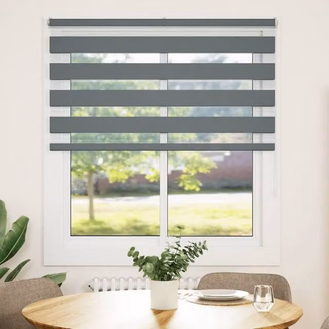 Berkfield Home Zebra Blind in Dark Grey, W: 120 cm, H: 150 cm