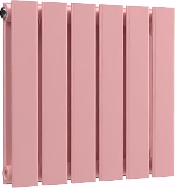 Lux Heat Double Flat Horizontal Wall Mounted Steel Radiator in Pink, W: 42 cm, H: 42 cm