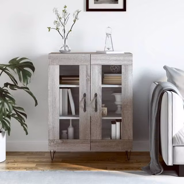Berkfield Home Grey Sonoma Sideboard, W: 69.5 cm, D: 34 cm, H: 90 cm – 1